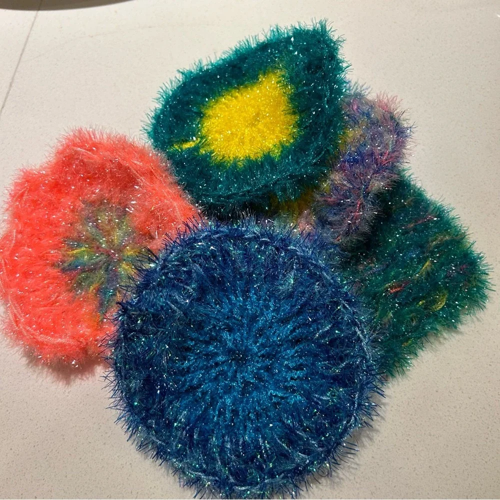 Crochet Sparkly Kitchen Scrub Sponge for Dishes- Set of 2
